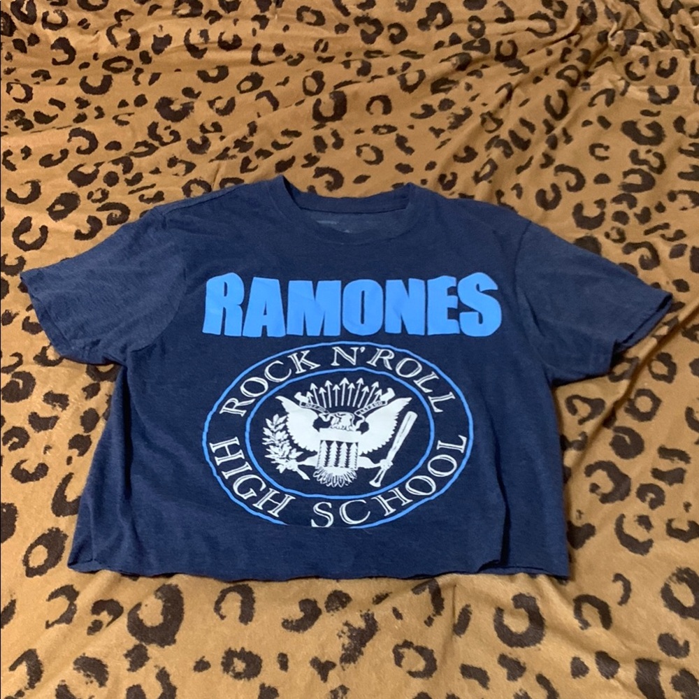Navy Blue Crop Top with Iconic Seal